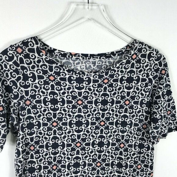 LOFT 100% Linen Print T-Shirt Size S Short Sleeve - Picture 3 of 12